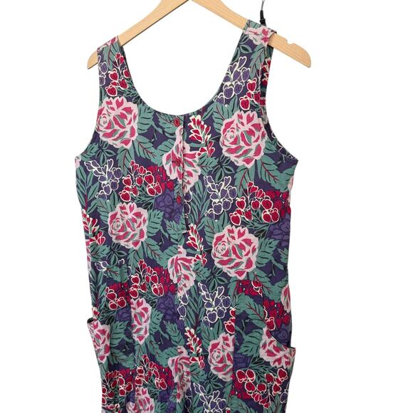Laura Ashley Floral Sleeveless Jumpsuit Button Front Scoop Neck Size 10 - Picture 3 of 12